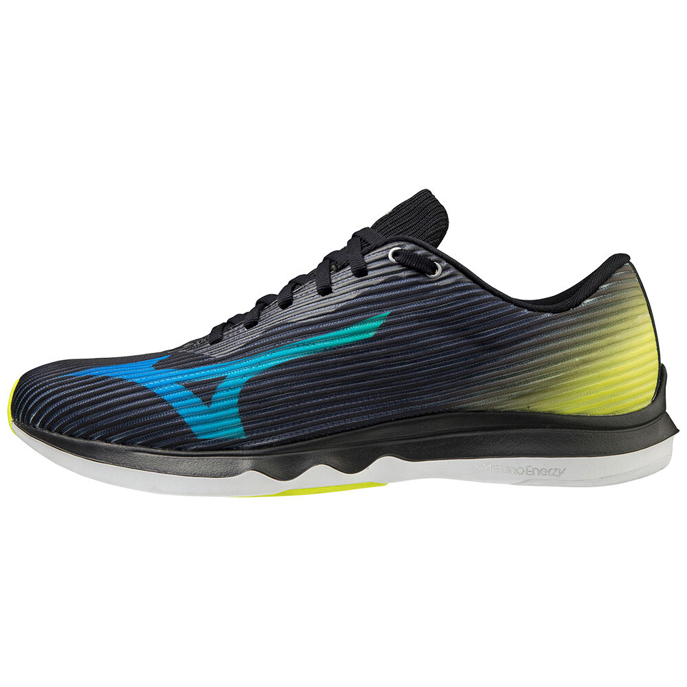 Tenis Para Correr Mizuno Wave Shadow 4 Para Hombre Negros/Azules/Amarillos 0814356-VC